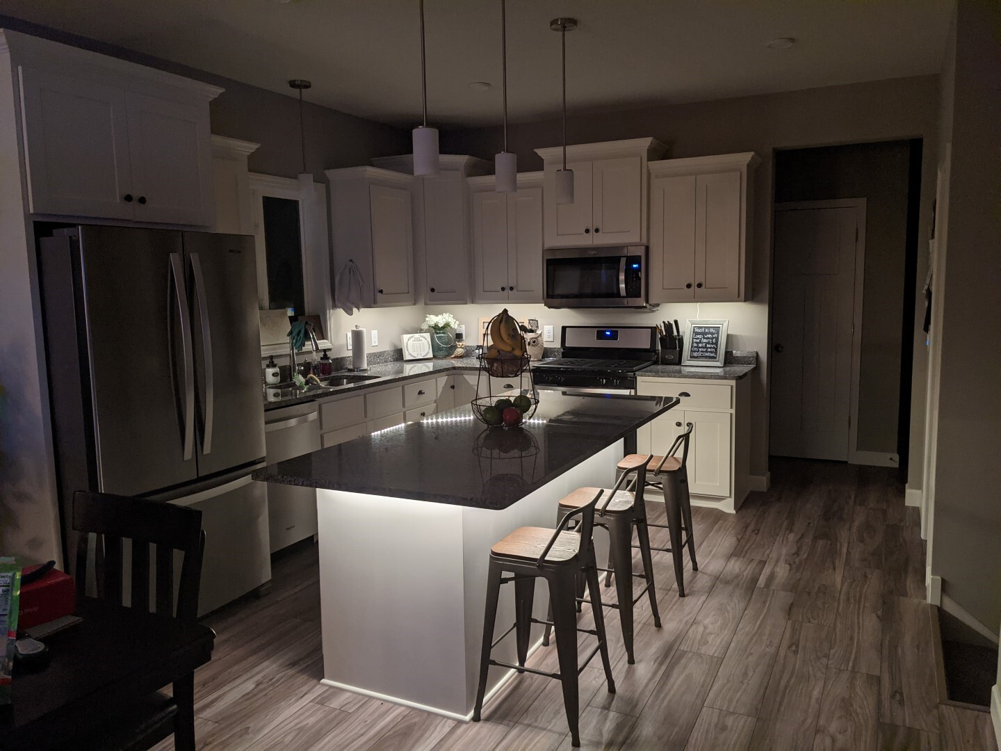 Lights under store kitchen island