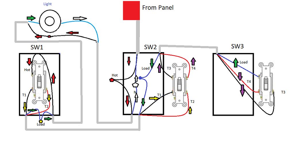 4 way wiring trouble - any way to make this work? (updated with new