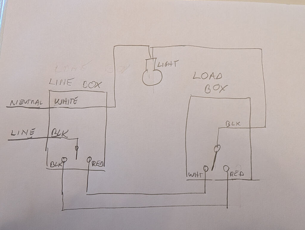 Two blue series on three-way circuit, no neutral in second box - Wiring ...